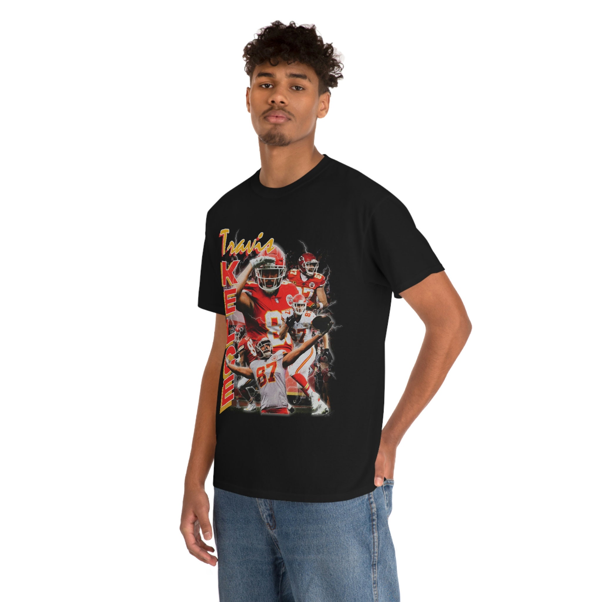 Discover Travis Kelce t shirt - Kansas City Chiefs, GOAT tight end, Super Bowl, Red Kingdom, vintage 90s bootleg T-Shirt