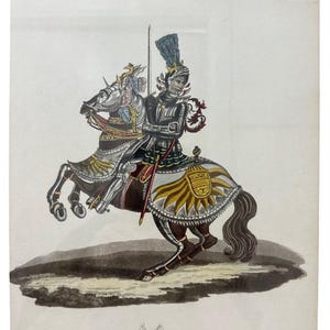 Vintage Hand Colored Etching On Paper Maximilian 1st Emperor Of Germany 1824