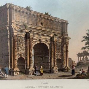 Antique 1820 Aquatint Engraving M Dubourg - Arch of Septimus Severus Rare
