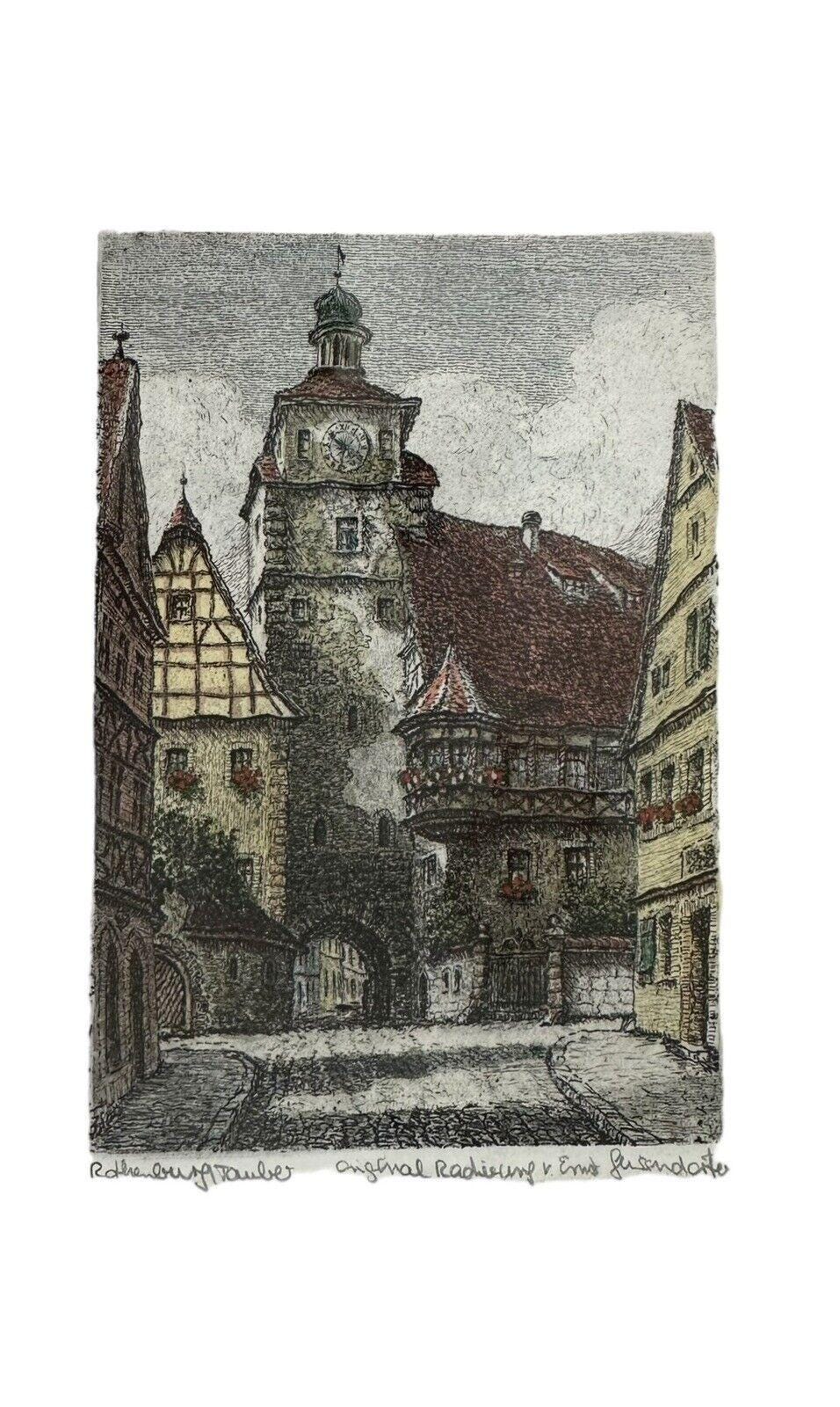 エルンスト ガイゼンドルファー ローテンブルク時計塔 エッチング