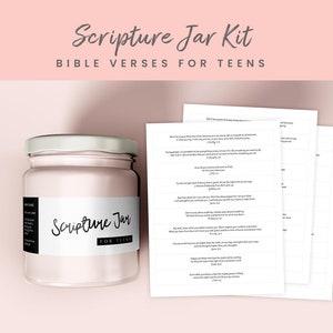 Kit barattolo delle Scritture per adolescenti, barattolo delle Scritture minimalista, barattolo dei versetti della Bibbia fai da te, idea regalo cristiana per ragazze, barattolo dei versetti della Bibbia, stampabile