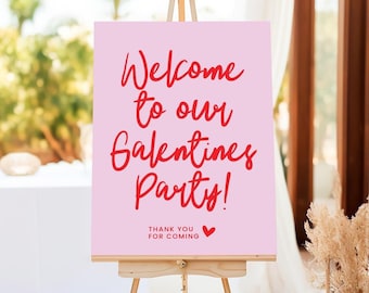 Happy Galentines Sign Happy Galentines Day Poster Party Welcome Sign Galentines Day Pink Valentines Day Party Galentine Decoration Printable