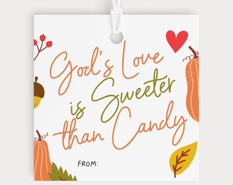 Christelijke Halloween-traktatietag, Gods liefde is zoeter dan snoep, Trunk or Treat-goodietag, Be The Light, christelijke Halloween-snoeptag voor kinderen