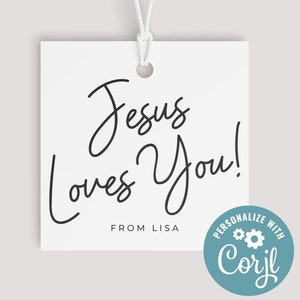 Jesus Loves You Gift Tag, Minimalist Christian Gift Tag, Christian Goodie Tag, Jesus Loves You Tag, Christian Favor Tags Christmas Gift Tags