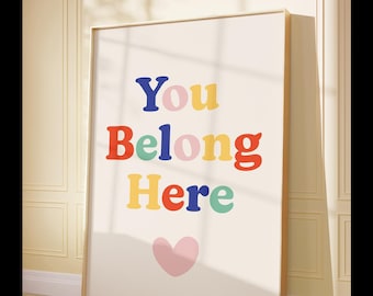 Klassenzimmer Poster Bunte Klassenzimmer Dekoration Motivations Klassenzimmer Wandkunst, Lerndruck Trendy Klasse Poster Spielzimmer Du gehörst hierher