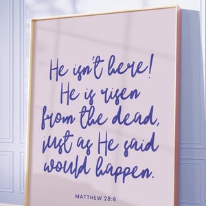 Arte de pared de Él ha resucitado Decoración cristiana de Pascua Letrero de Pascua de Él ha resucitado Tarjetas cristianas de Pascua, Letrero de Pascua, Decoración de mesa de Pascua, Saludo de Pascua