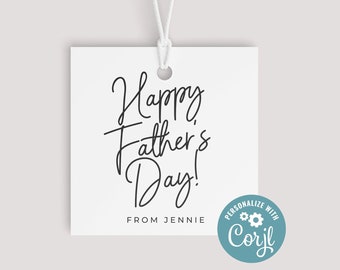 Minimalistischer Geschenkanhänger zum Vatertag, Keksanhänger „Happy Father's Day“, Geschenkanhänger, Goode-Tag, Vatertagsidee, bearbeitbar zum Ausdrucken