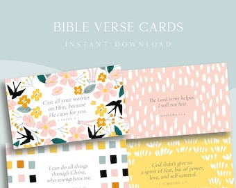 Bible Verse Cards,  Scripture Cards for Women, Bible Verse, Memory Verse,  Christian Cards for Mom, Bible Journaling, Instant Download