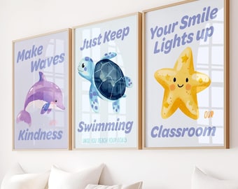 Classroom Decor Bundle, Under The Sea Classroom Decoration, Motivational Classroom Wall Art Bundle Classroom Quotes Growth Mindset Printable