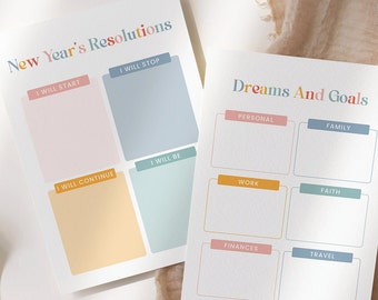 2024 New Year's Resolution Printable, New Year Resolutions for Kids, New Year Goals, Homeschool Activity, Instant Download