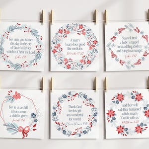 Cartões de versículos bíblicos de Natal, cartões de escrituras de Natal, versículos de Natal, Natal cristão, etiquetas de presente, etiquetas de favor de Natal para impressão