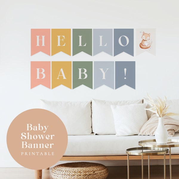 Welcome Baby Banner, Baby Shower Banner, Baby Banner Printable, Welcome Baby Bunting, Pastel Printable, Instant Download