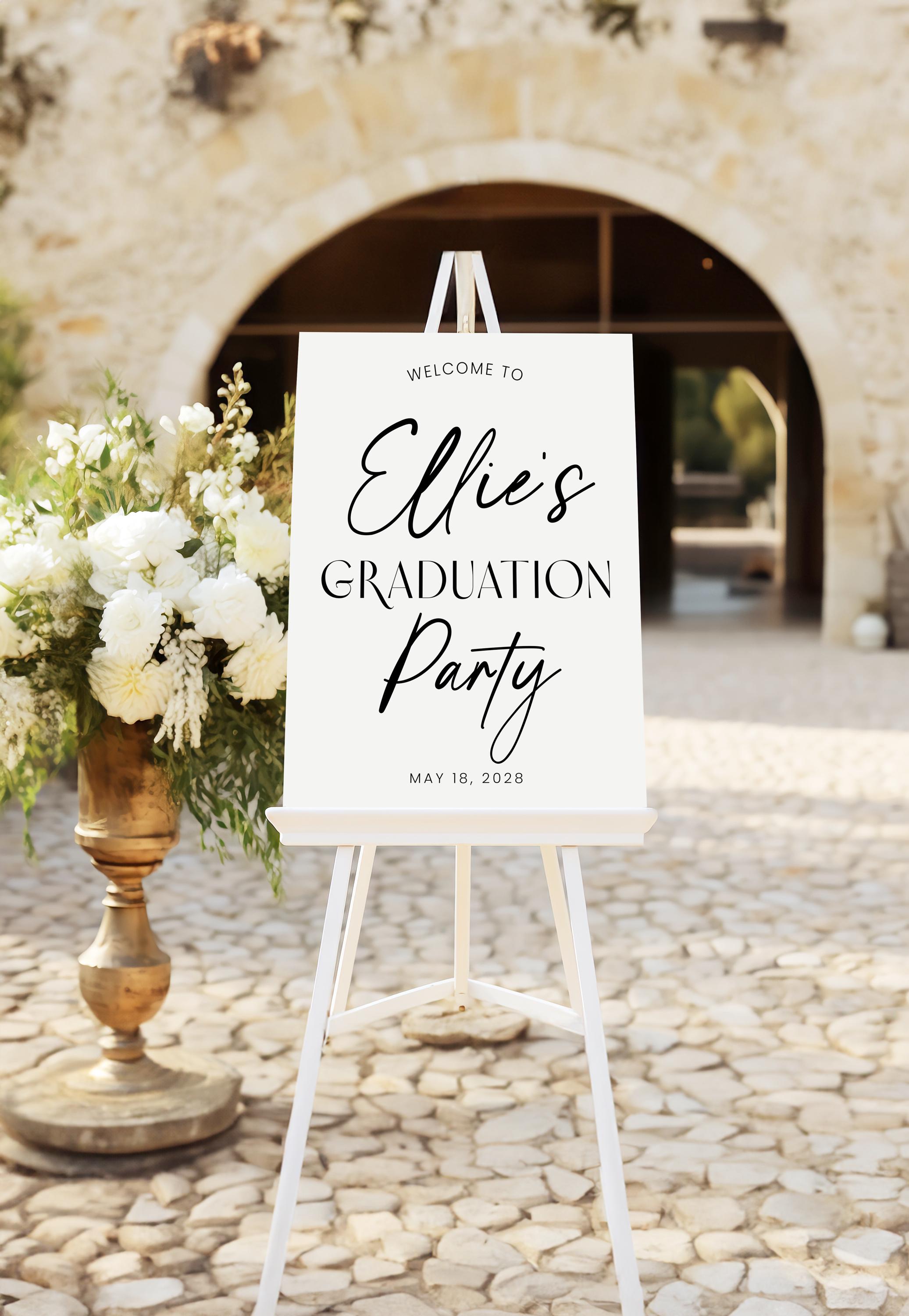 Graduation Sign In Small Fully Editable Graduation Welcome Sign Minimalist Graduation Party Sign ...