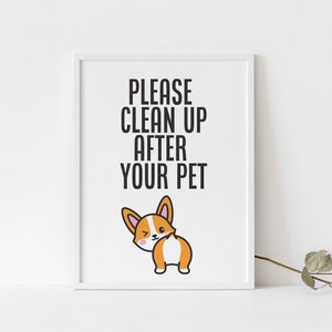 Cute No Dog Poop Sign, Pick up After Your Dog Printable Poster, Pick up ...