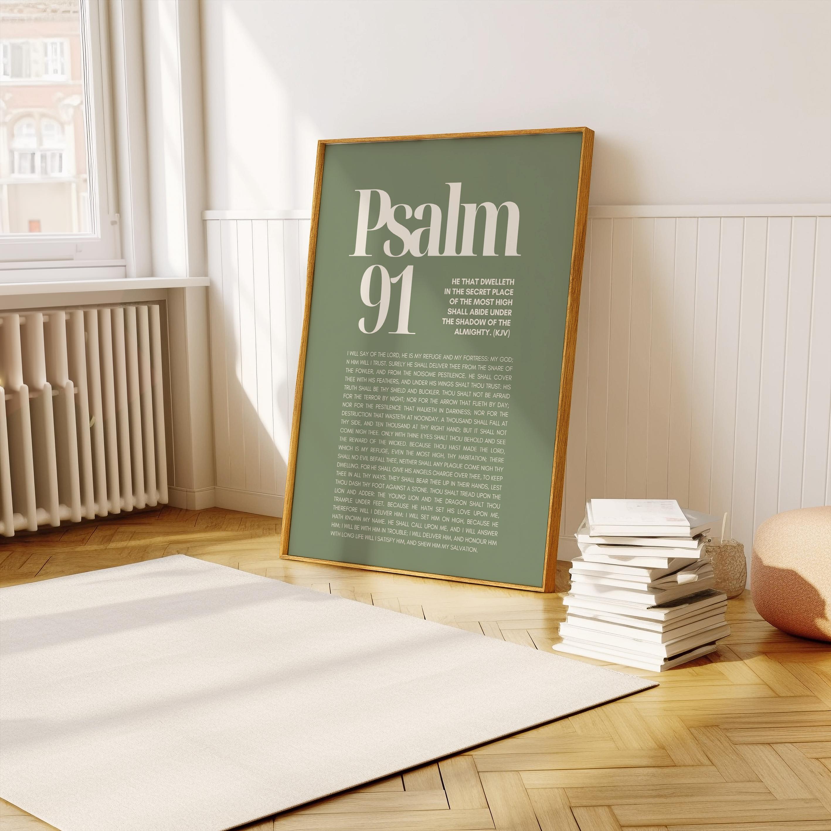 Psalms 91 Bible Verse Wall Art Christian Decor Psalm 91 Scripture Wall ...