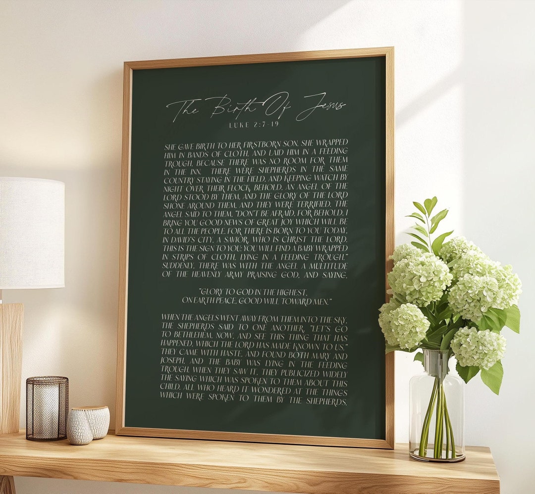 Christmas Bible Verse Print, the Birth of Jesus Wall Art, Christmas ...