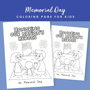 Página para colorir do Memorial Day para crianças, atividade do Memorial Day, artesanato do Memorial Day, atividade pré-escolar do Memorial Day, impressão do Memorial Day