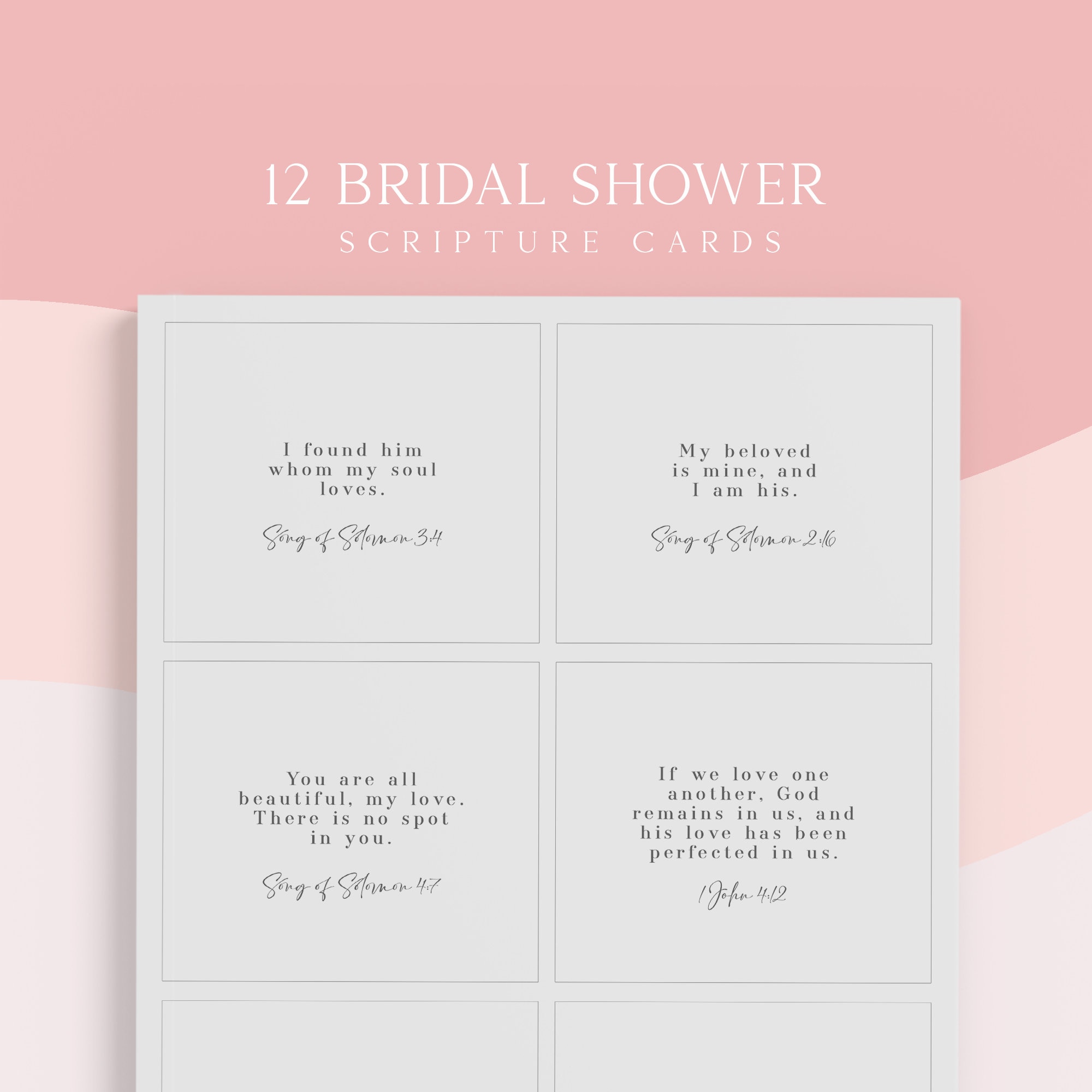 Bridal Shower Bible Verses, Bridal Shower Scripture Cards, Minimalist