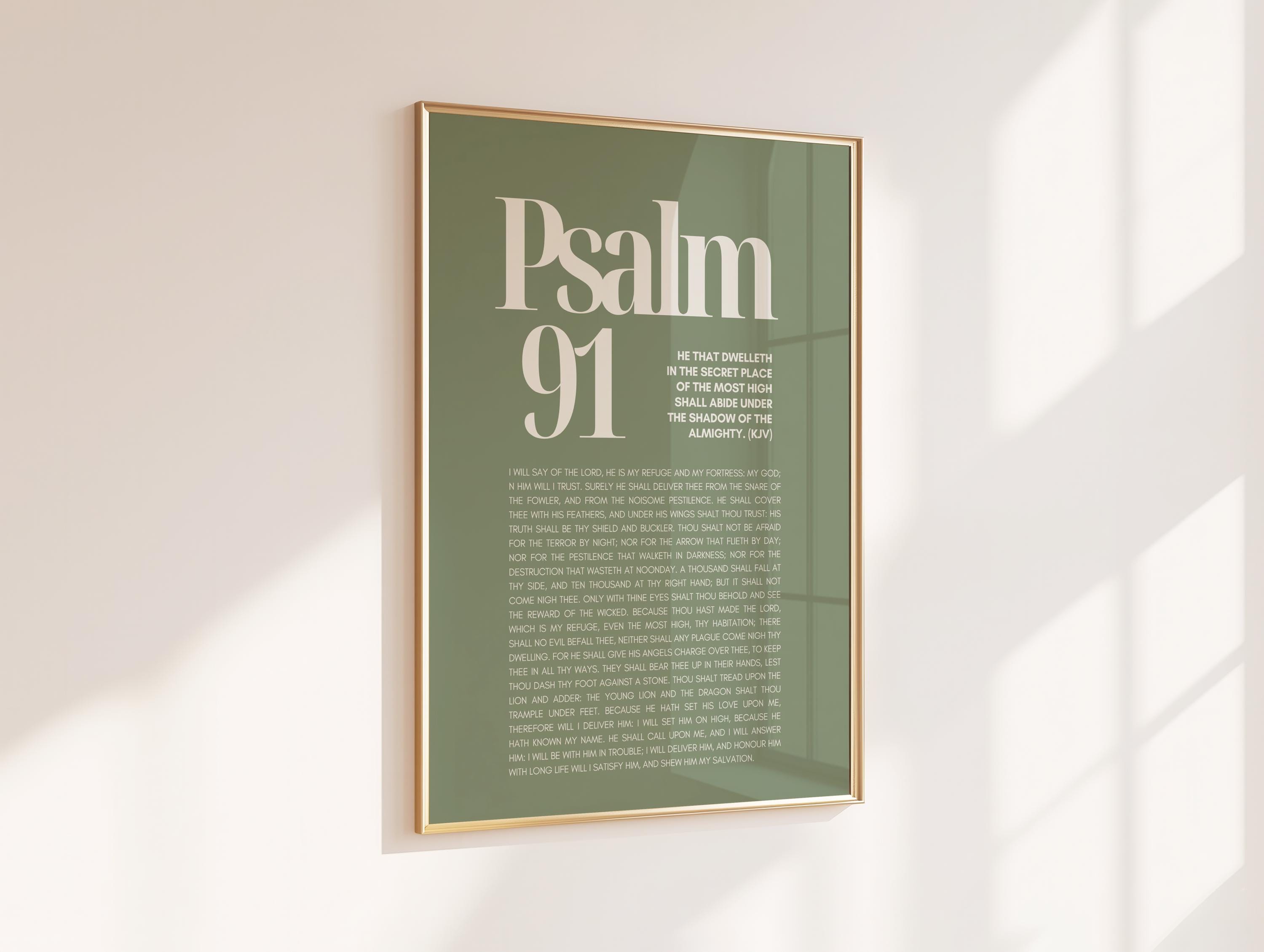 Psalms 91 Bible Verse Wall Art Christian Decor Psalm 91 Scripture Wall ...