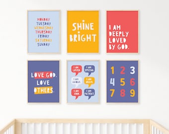 Christian Preschool Wall Art, Memory Verse, Bible Verse Decor, Nursery Decor, Sunday School Decor, Christian Homeschool Printable