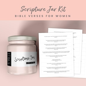 Kit de pote de escritura para mulheres, pote de versículos bíblicos faça você mesmo, pote de versículos bíblicos, pote de fé, cartão de escritura, cartões de versículos bíblicos, pote de bênçãos, para impressão