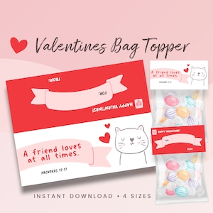 Christian Valentines Bible Verse Card Tarjeta de Escritura Bolsa de Regalo Topper Niños Goodie Bolsa Niños Ideas de Regalo Imprimible