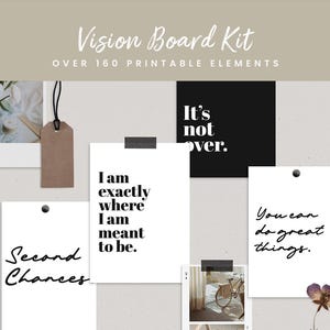 Kit de tablero de visión minimalista, ideas para tableros de visión, tablero de visión elegante, paquete de tableros de visión, establecimiento de objetivos, tablero de visión imprimible