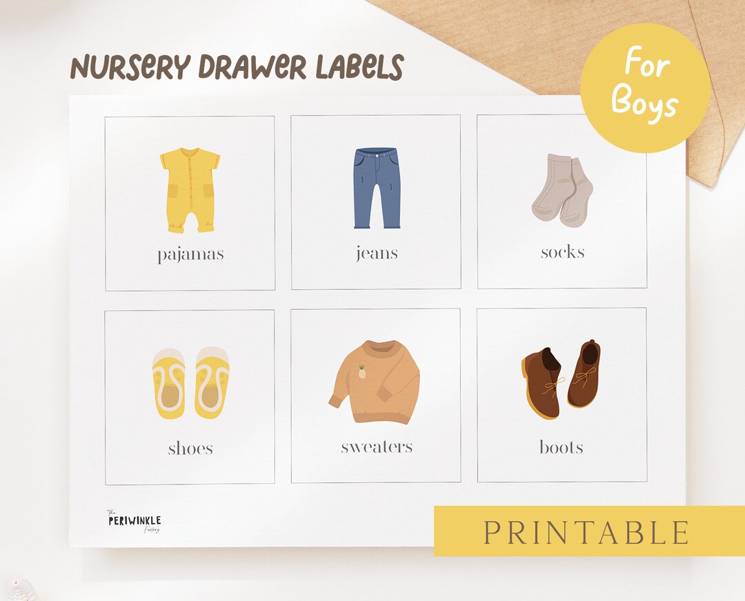 Nursery Drawer Labels for Baby Boy, Minimalist Closet Labels, Nursery ...