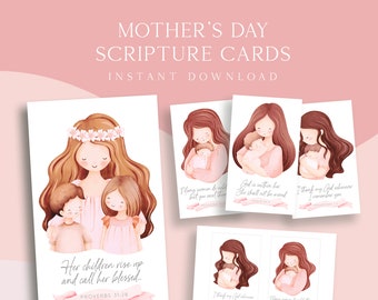 Mother's Day Bible Verses, Mini Scripture Cards, Bible Verses for Mom, Mother's Day Christian, Instant Download, Printable