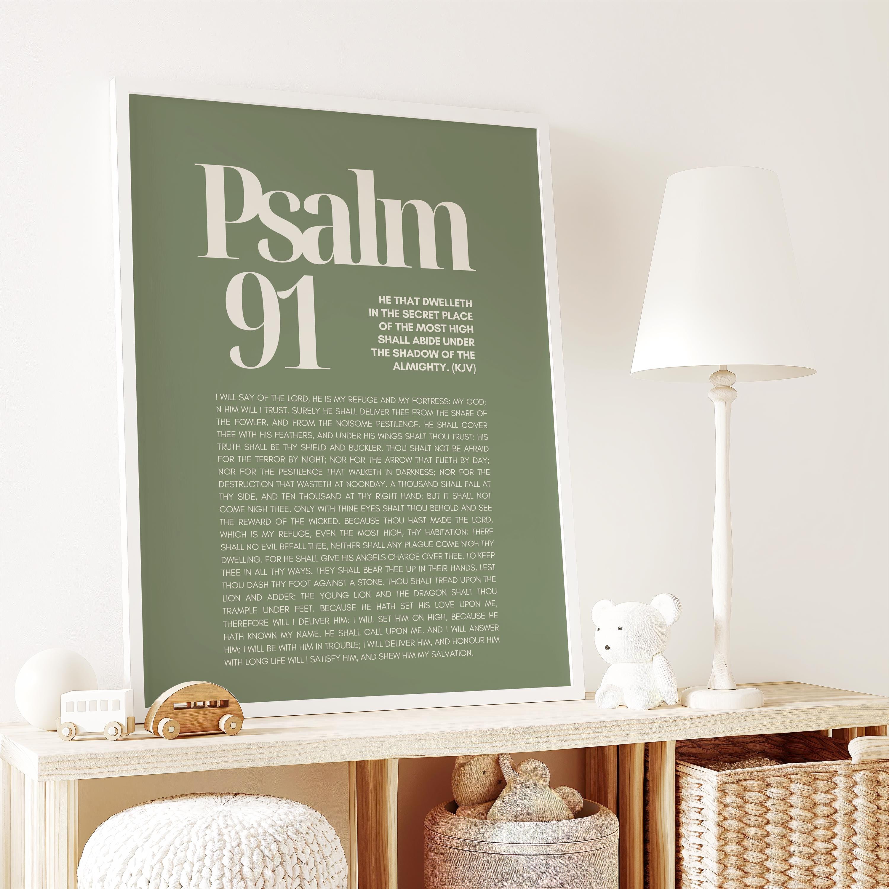 Psalms 91 Bible Verse Wall Art Christian Decor Psalm 91 Scripture Wall ...
