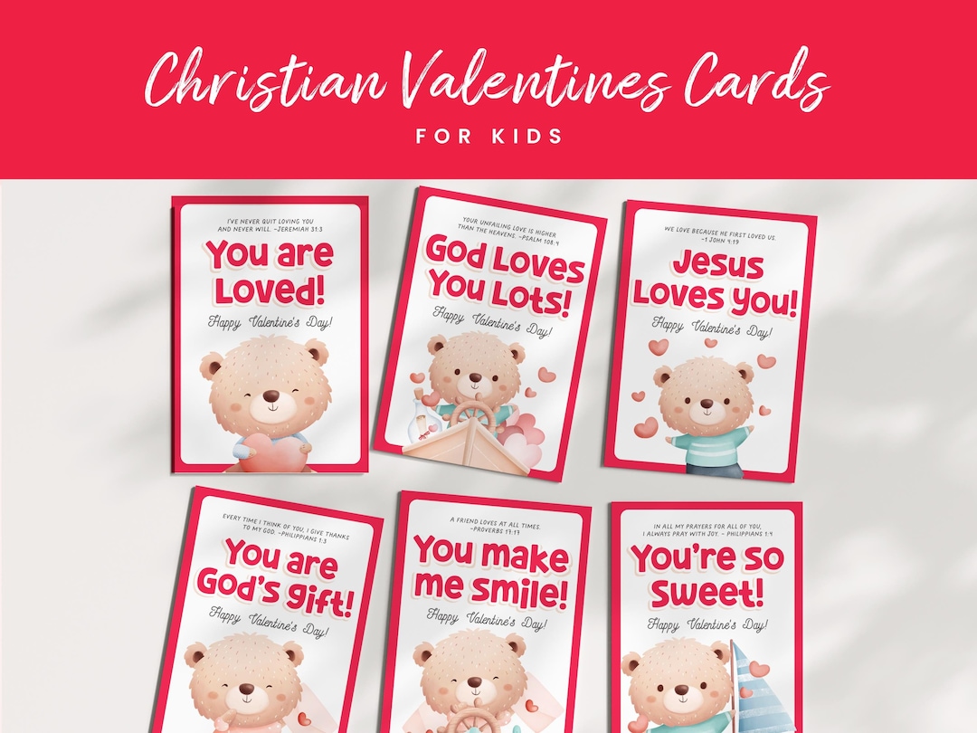 Christian Valentines for Kids, Valentines Bible Verse Cards, Jesus Valentines, Christian ...
