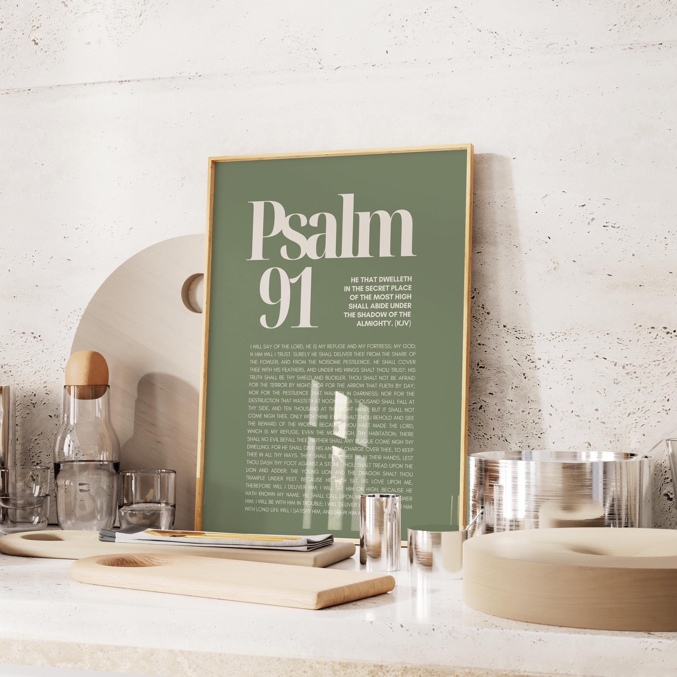 Psalms 91 Bible Verse Wall Art Christian Decor Psalm 91 Scripture Wall ...