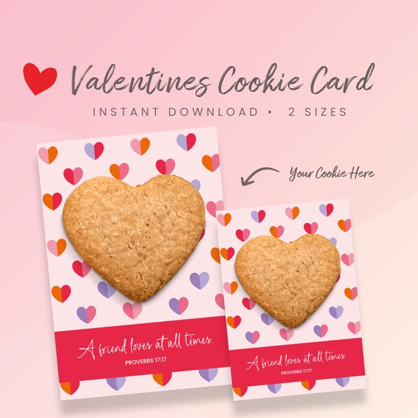 Christian Valentines Bible Verse Cookie Card For Kids, Scripture Card, Proverbs 17, Happy Valentine's Day Idea, Christian Printable