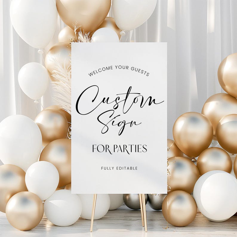 Editable Birthday Sign Minimalist Party Decor (digital — free download