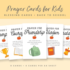 Cartes de prière pour la rentrée des classes pour enfants, étiquette de prière chrétienne pour la rentrée des classes, carte de bénédiction, marque-page chrétien pour enfants, imprimable