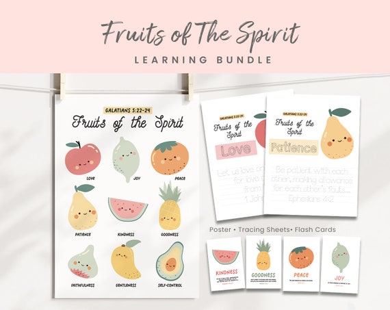 Fruits of the Spirit Bible Activity Bundle, Preschool Christian Kids Bible Lesson Christian Curriculum, Printable