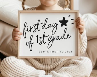 Eerste dag van het 1e leerjaar bord eerste dag van het eerste leerjaar poster minimalistische eerste schooldag bord fotoshoot rekwisieten terug naar school poster