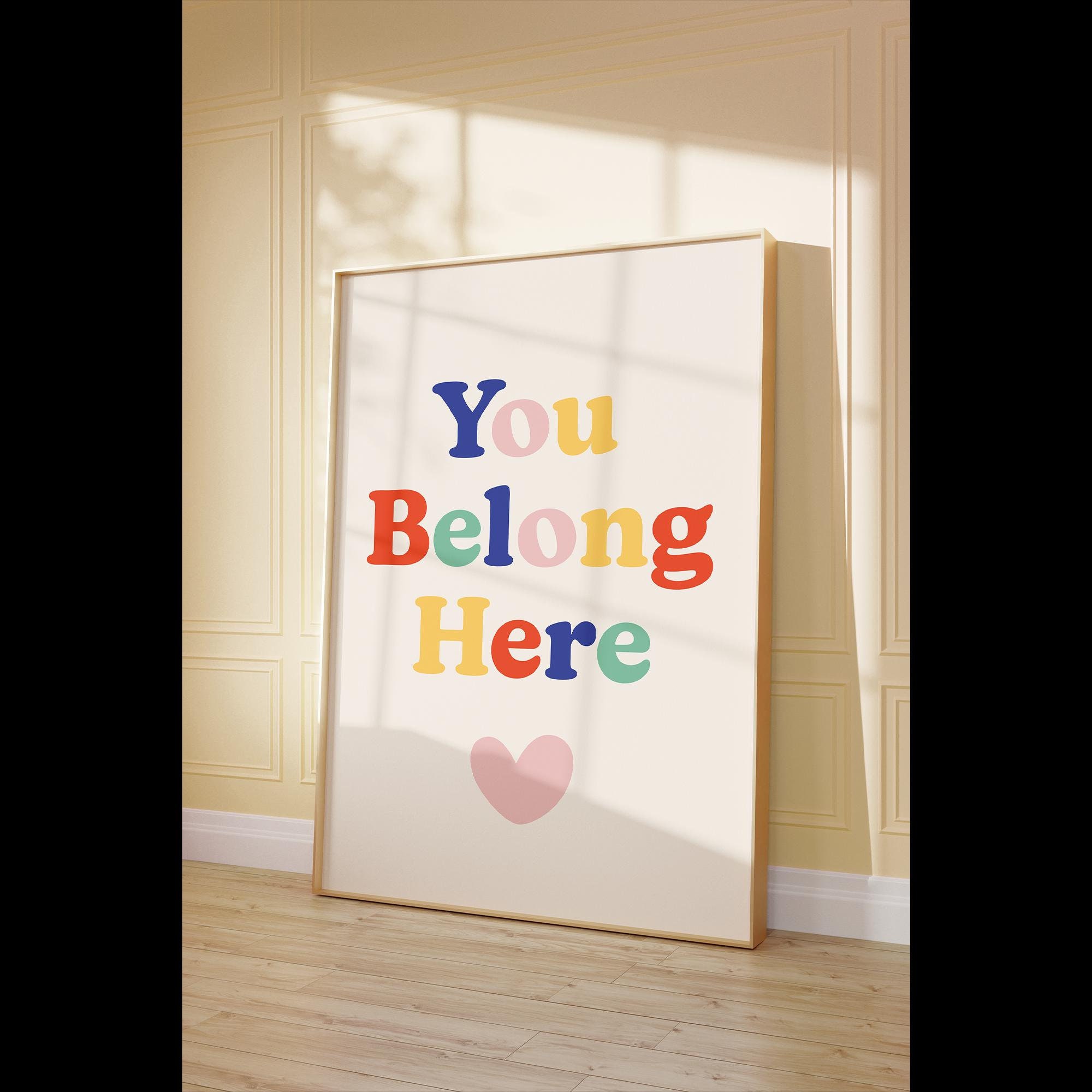 Klasposter kleurrijk klasdecor motiverende kunst aan de muur klaslokaal, educatieve print trendy klasposter speelkamer You Belong Here