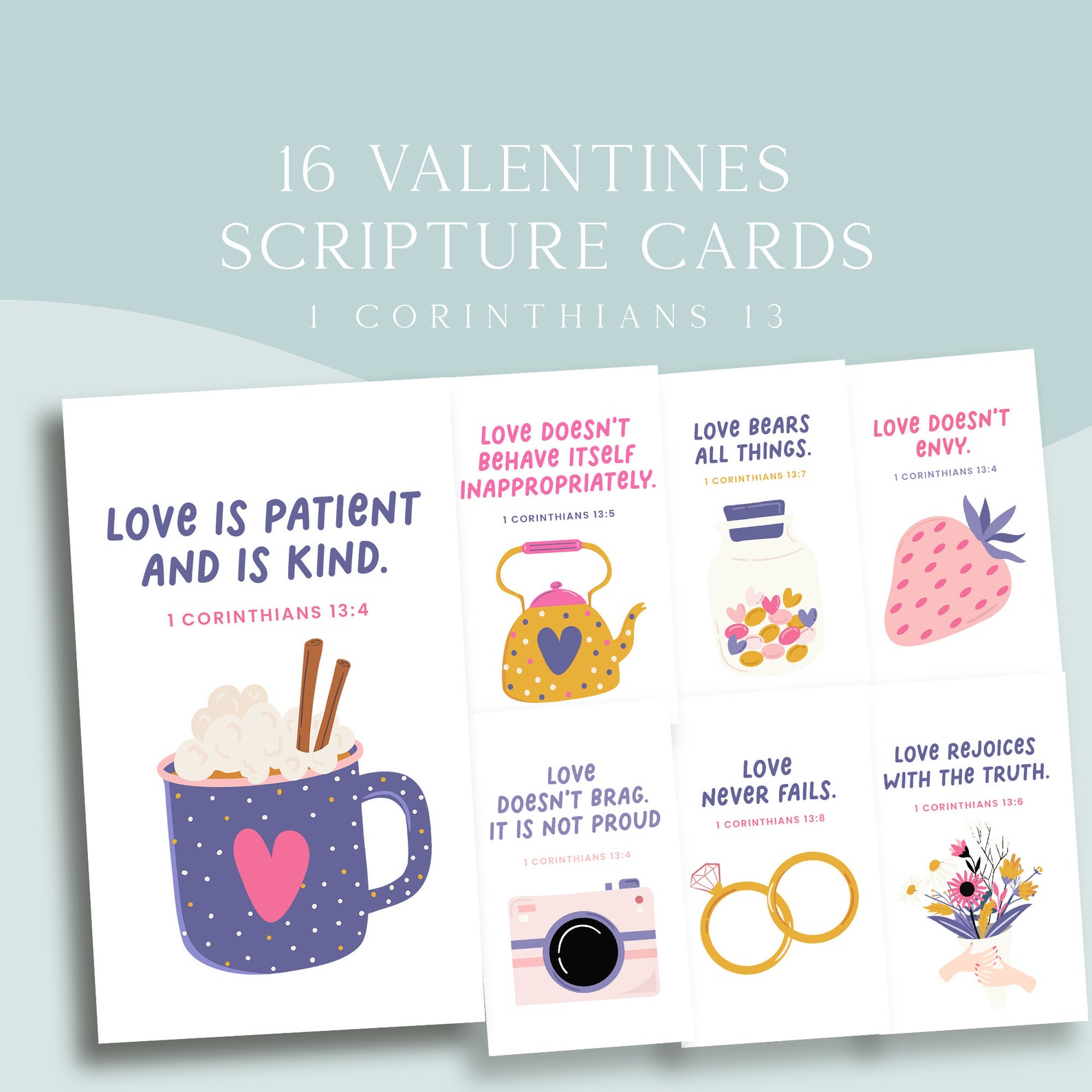 Love Bible Verses, Valentines Scripture Cards, Memory Verses, Bible ...