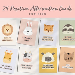 Positive Affirmation Cards For Kids, Encouragement, Classroom Decoration, Cute Animals Printable