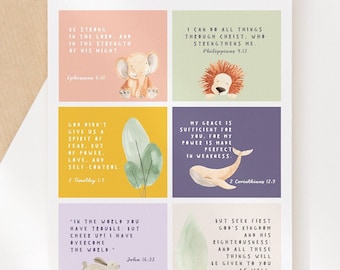 Versículos para memorizar, notas para la lonchera para niños, tarjetas de versículos bíblicos para niños, tarjetas de las Escrituras para niños, cristianas, imprimibles en casa