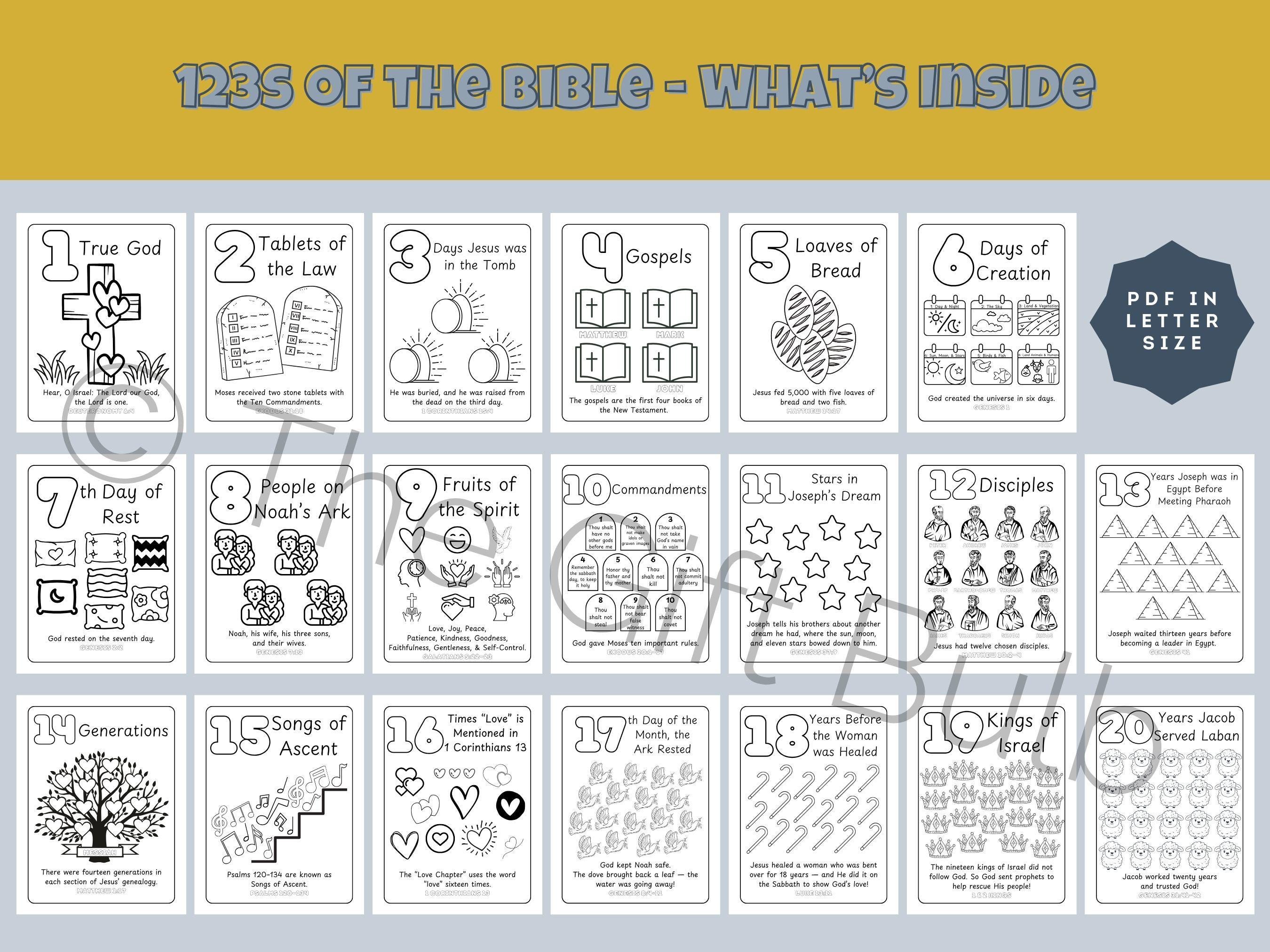 123s of the Bible Coloring Book | Christian Numbers Activity | Bible ...