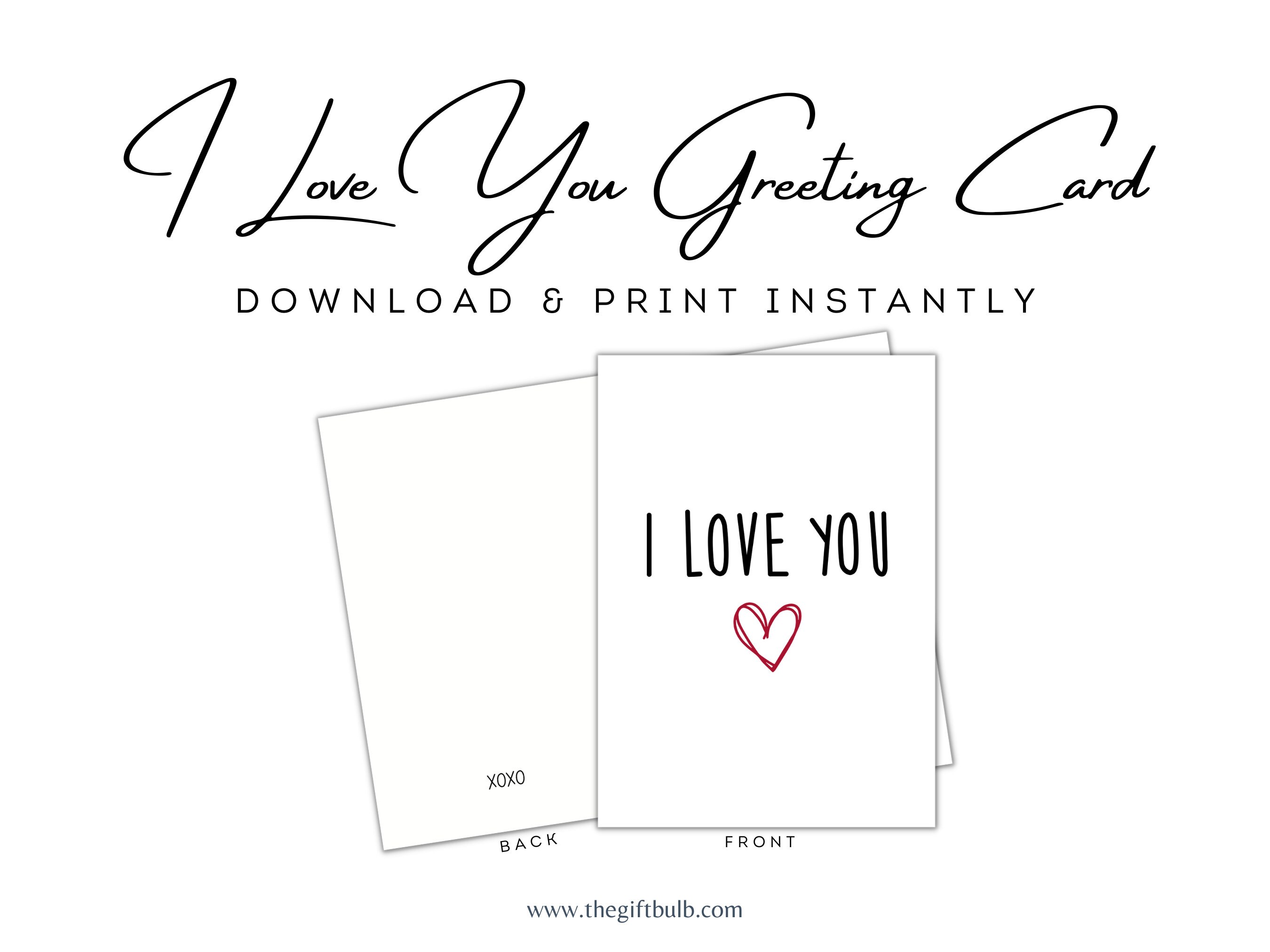 Printable I Love You Card Just Because Cards Love Cards - Etsy