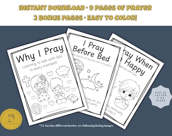 Christian Coloring Pages – Prayer Time Bible Activity (Digital Download)