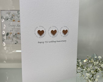 Copper Wedding Anniversary Card, 7th Wedding Anniversary, Traditional Copper Anniversary Card, Husband, Wife 7th Anniversary Card, Wife 7th