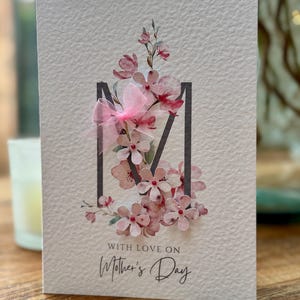 Muttertagskarte, handgemachte Muttertagskarte, Herzdesign mit 3D-Blumen und Edelsteinen, Luxus-Muttertagskarte, mit Liebe am Muttertag
