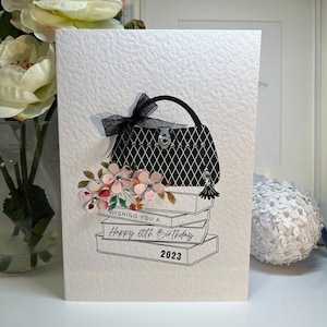 Carte 60e anniversaire, Carte soixantième anniversaire, 60e carte, Joyeux 60e carte, 60e carte de luxe, Carte de sac à main, Carte femme, Carte 60e maman, Sac à main