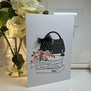 Carte 80e anniversaire, Carte quatre-vingtième anniversaire, 80e carte, Joyeux 80e carte, 80e carte de luxe, 80e souvenir 80e, Fleurs 3D, Carte de sac à main