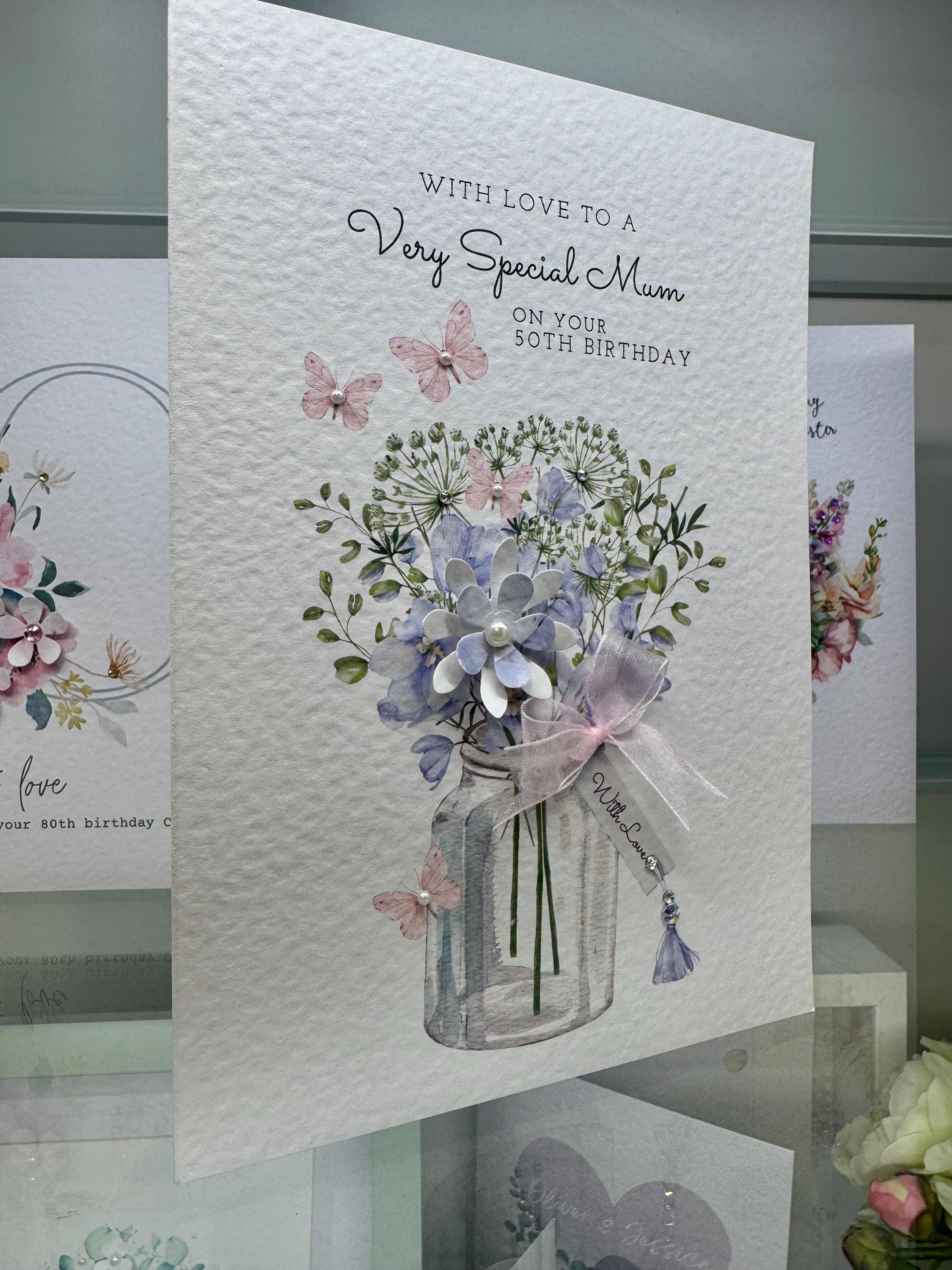 Mum Birthday Card, Mum 70th Birthday Card, 3D Floral Birthday Card ...