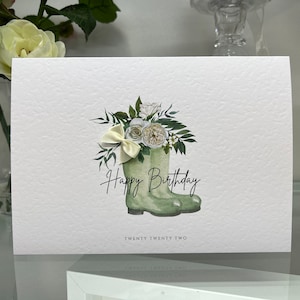 Carte de joyeux anniversaire, carte d'anniversaire de jardiniers, carte d'anniversaire simple, carte d'anniversaire Wellies, carte d'anniversaire, carte d'anniversaire de bottes de jardinage